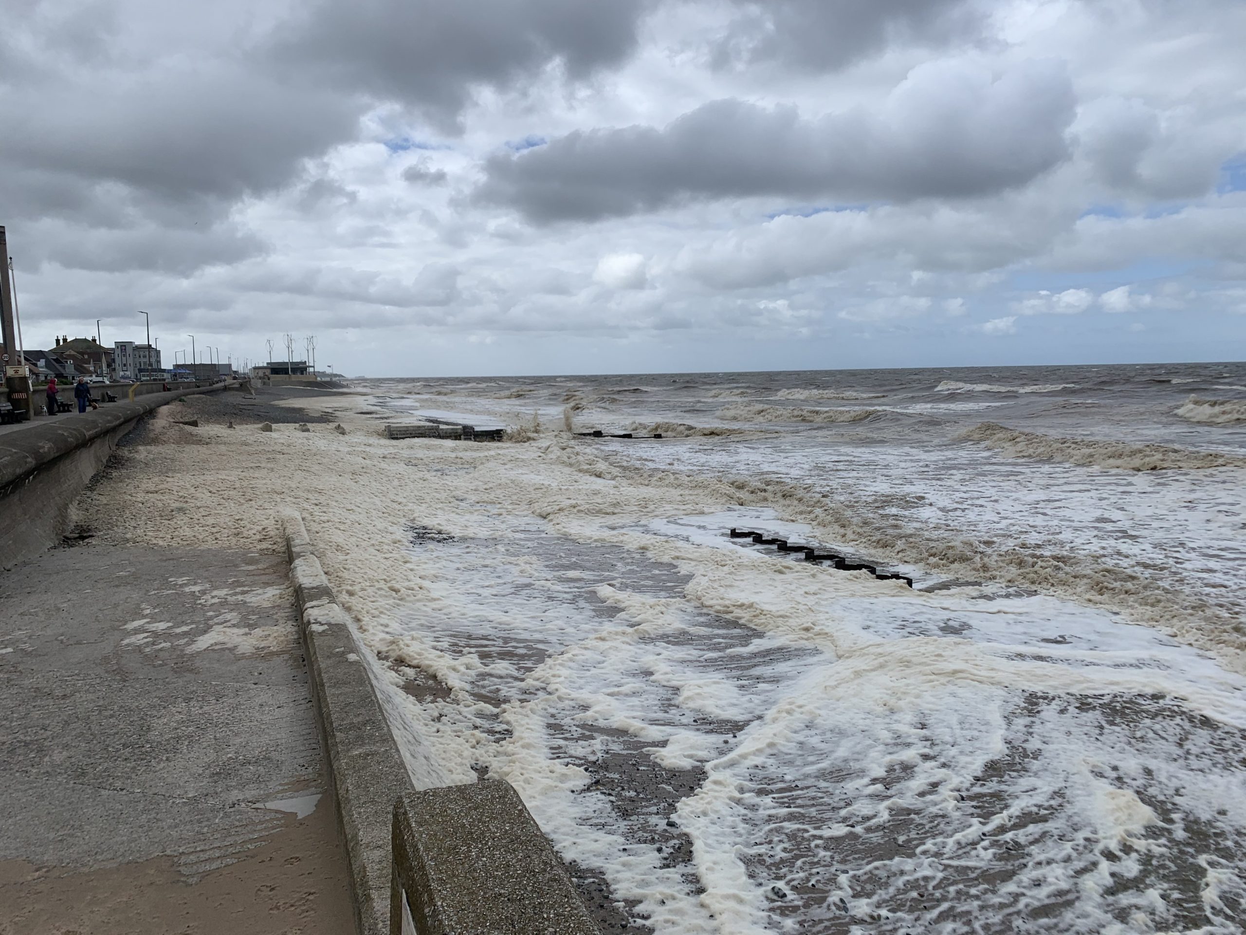 Sea foam at Rossall Beach Cleveleys in May